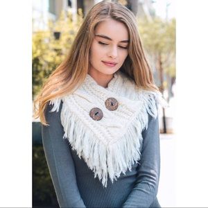 Now Available Button Accent Fringe Infinity Scarf